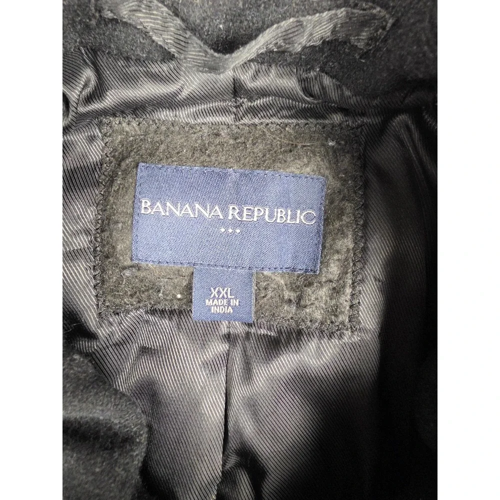 Banana Republic Wool Blend Jacket Mens XXL Black Full Zip Lined Coat Outerwear